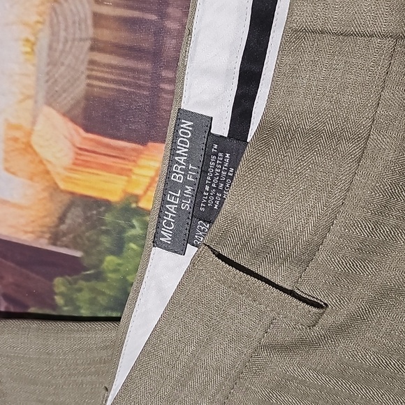 Michael Brandon Tan Dress‎ Pants Size 34x2 Slim Fit - Picture 3 of 5